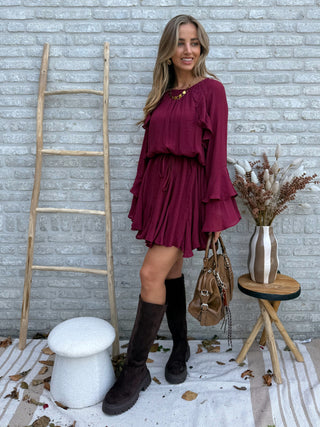 Romantic Flared Dress / Burgundy