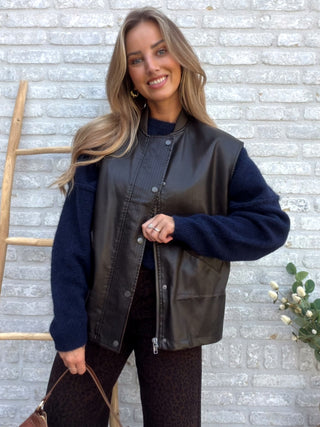 Leather Gilet / Dark Brown