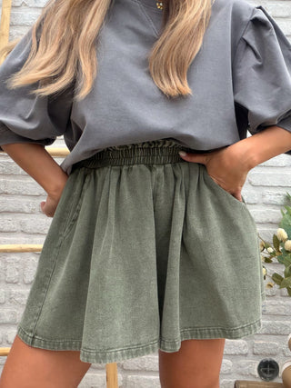 Wash Wide Short / Khaki