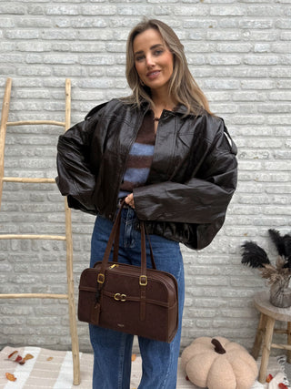 Laqué Bomber Jacket / Dark Chocolate