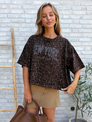 Leopard Oversized Tee / Brown