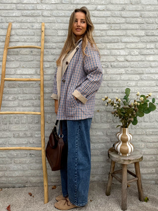 Reversible Short Check Jacket / Beige