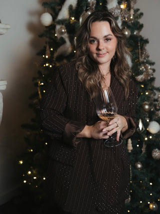 Diamond Pinstripe Blazer / Brown