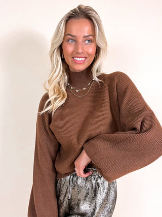 Turtleneck Knitted Sweater / Chocolate Brown
