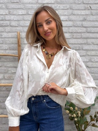 Sheer Detailed Blouse / Beige