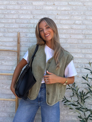 Vintage Denim Gilet / Khaki