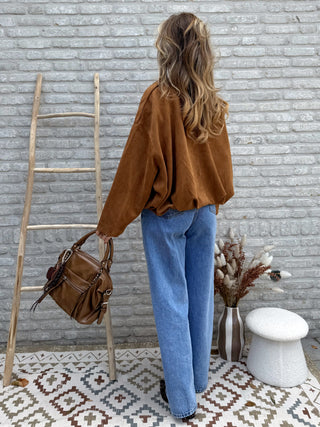 Suede Bomber Jacket / Camel