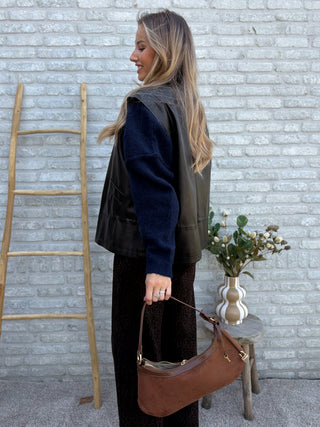Leather Gilet / Dark Brown