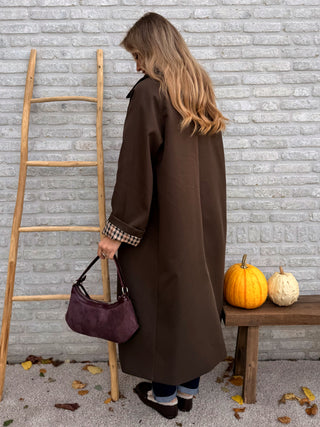 Brown Check Lined Coat / Brown