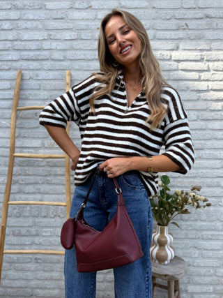Zip Stripe Knit / Brown-Beige
