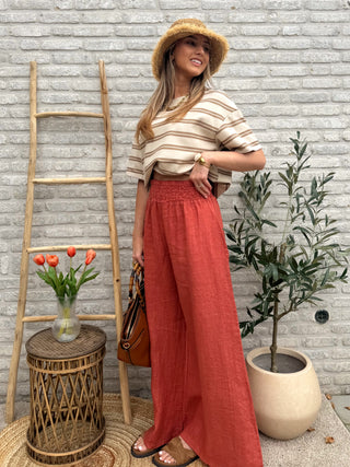 Sandy Striped Tee / Beige-Camel