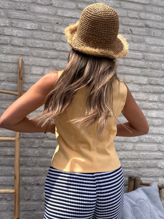 Sunny Linen Tie Top / Yellow
