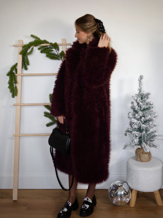 Faur Fur Long Coat / Burgundy