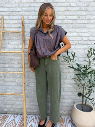 Vintage Stripe Shirt / Aubergine