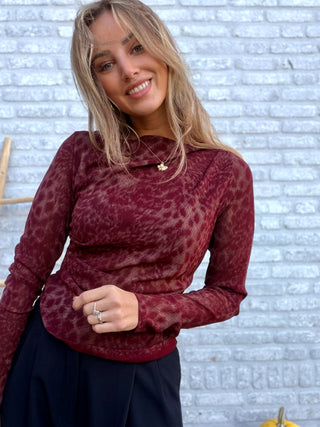 Leopard Mesh Top / Bordeaux