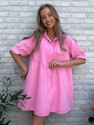 Sunset Denim Dress / Pink