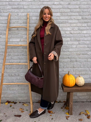 Brown Check Lined Coat / Brown