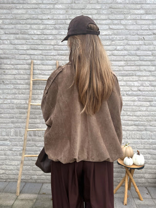 Suede Bomber Jacket / Taupe