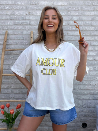 Amour Club Tee / White-Yellow