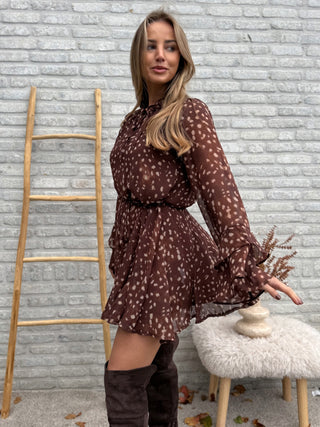 Deer Flowy Dress / Brown