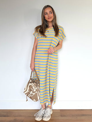 Sponge Dress Maxi Dress / Yellow-Blue