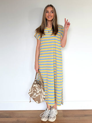 Sponge Dress Maxi Dress / Yellow-Blue