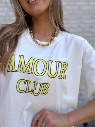 Amour Club Tee / White-Yellow