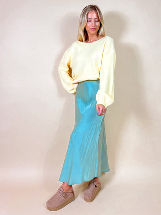 Satin Maxi Skirt/ Pastel Green