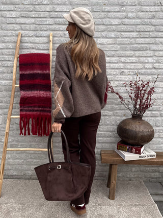 Cozy Argyle Cardigan / Wine Mix