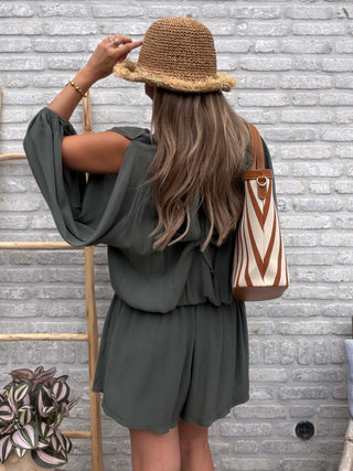 Plissé Playsuit / Khaki
