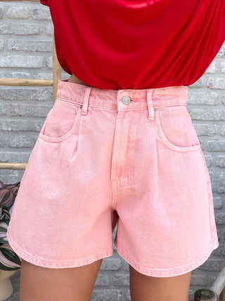 Wide Denim Short / Pink