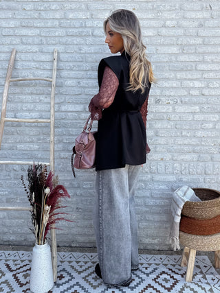 Belted Sleeveless Blazer / Black