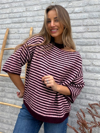 Striped Cut-Out Knit / Bordeaux