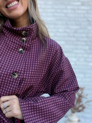 Checked Blazer Jacket / Bordeaux