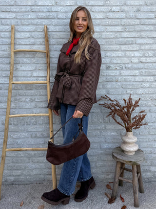 Checked Blazer Jacket / Brown