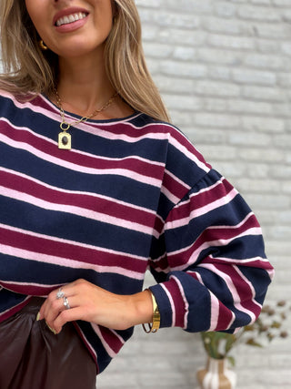 Soft Stripe Knit / Blue-Bordeaux