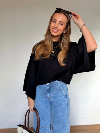 Soft Dolmans Sleeve Top / Black