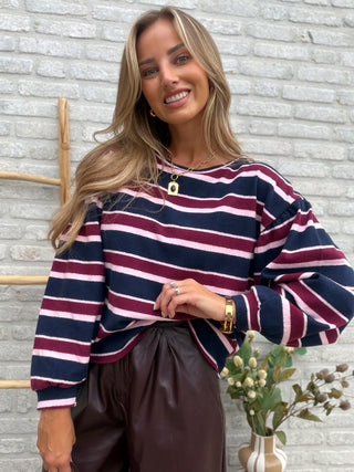 Soft Stripe Knit / Blue-Bordeaux