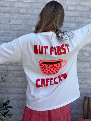 Cafecito Graphic Tee / White-Pink