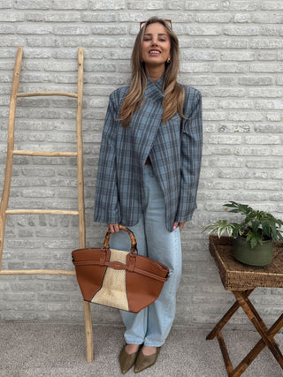 Minimal Chic Check Blazer / Grey