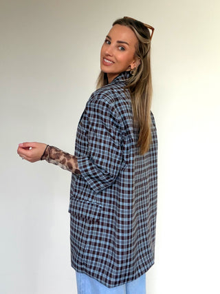 Structured Double Breaster Blazer / Blue-Brown