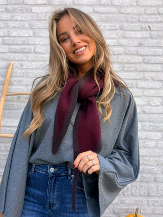 Soft Contrast Scarf / Bordeaux-Grey
