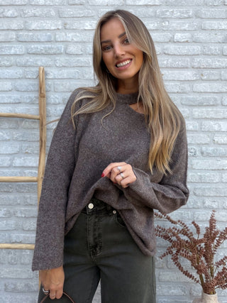 Cut-Out Longsleeve Knit / Taupe
