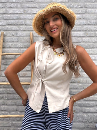 Sunny Linen Tie Top / Beige