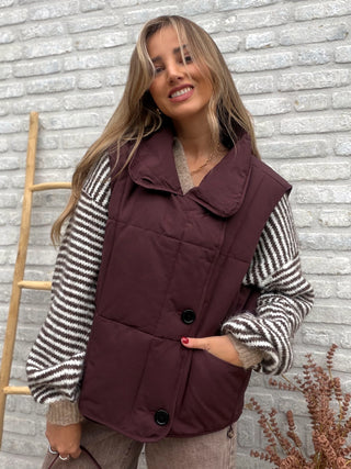 Padded Button Gilet / Bordeaux