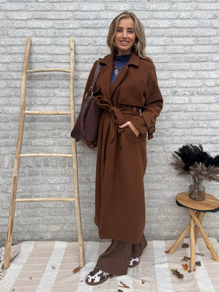 Cinnamon Belted Long Coat / Brown