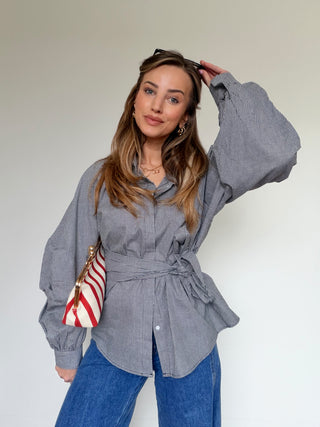 Wrap Vichy Shirt / Grey