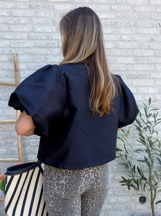 Puff Sleeve Top / Marine Blue