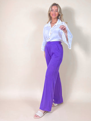 Ribbed Loose Trousers / Purple
