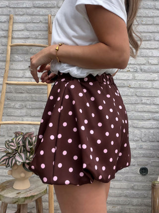 Polka Dot Balloon Short / Brown-Pink